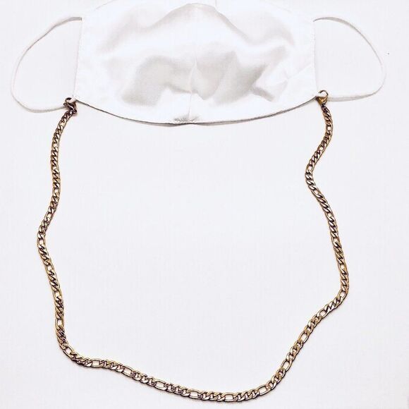 22" Gold Stainless Steel 4mm Figaro Mask Chain Necklace - Picture 2 of 8